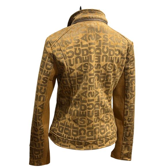 NWT Desigual Chaq_Lou Brown Logo Print Faux Suede Moto Jacket Size 40 (M) - Picture 13 of 16